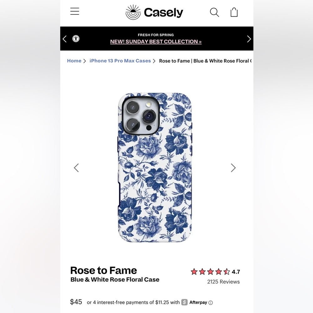 CASELY Blue & White Rose Floral Phone iPhone 13 PRO MAX Case